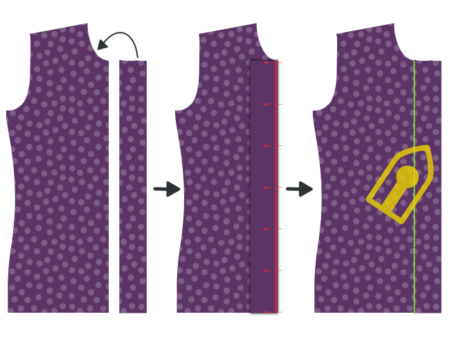 Sew on the button placket