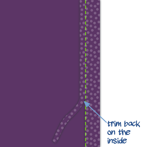 Trim back knit binding on the inside